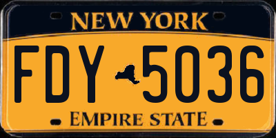 NY license plate FDY5036