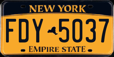 NY license plate FDY5037