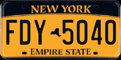 NY license plate FDY5040