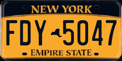 NY license plate FDY5047