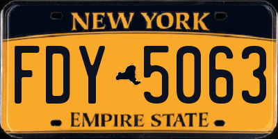 NY license plate FDY5063