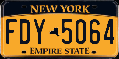 NY license plate FDY5064