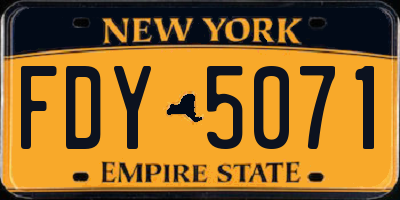 NY license plate FDY5071