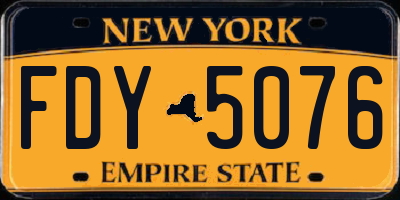 NY license plate FDY5076