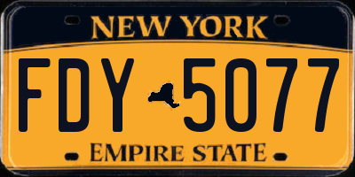 NY license plate FDY5077