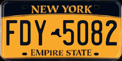NY license plate FDY5082