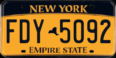 NY license plate FDY5092