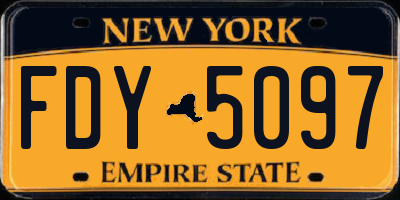 NY license plate FDY5097