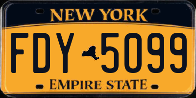NY license plate FDY5099