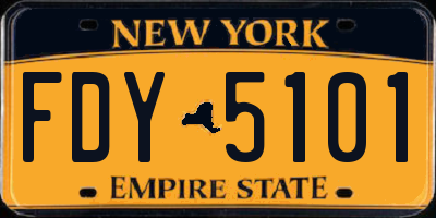 NY license plate FDY5101