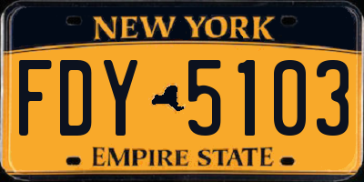 NY license plate FDY5103