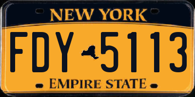 NY license plate FDY5113