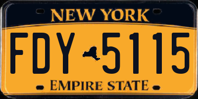 NY license plate FDY5115