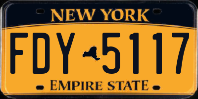 NY license plate FDY5117
