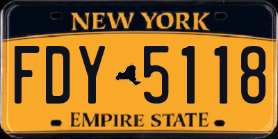 NY license plate FDY5118