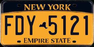 NY license plate FDY5121