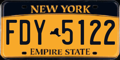 NY license plate FDY5122