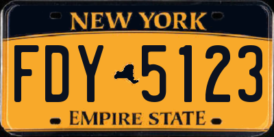NY license plate FDY5123
