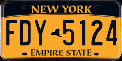 NY license plate FDY5124