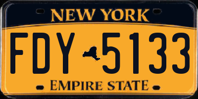 NY license plate FDY5133