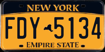 NY license plate FDY5134