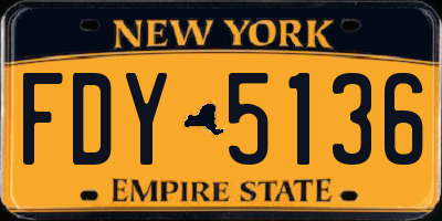 NY license plate FDY5136