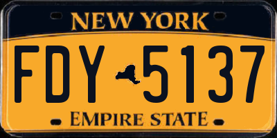 NY license plate FDY5137