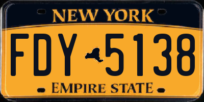 NY license plate FDY5138