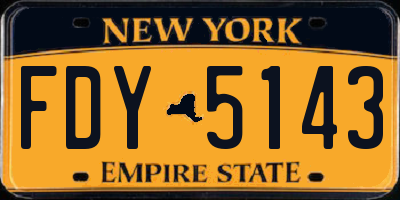 NY license plate FDY5143