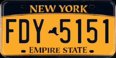 NY license plate FDY5151