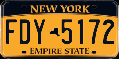 NY license plate FDY5172