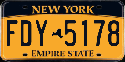 NY license plate FDY5178