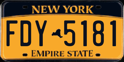 NY license plate FDY5181