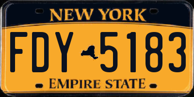 NY license plate FDY5183