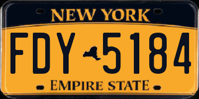 NY license plate FDY5184