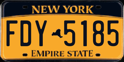 NY license plate FDY5185