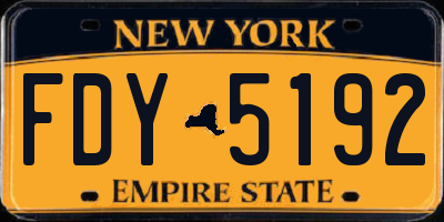 NY license plate FDY5192