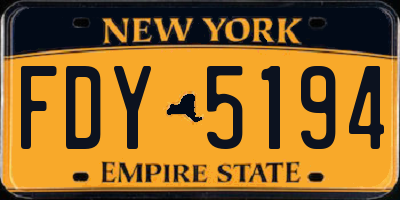 NY license plate FDY5194