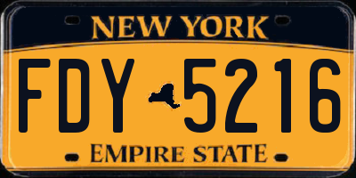 NY license plate FDY5216