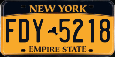 NY license plate FDY5218