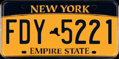 NY license plate FDY5221