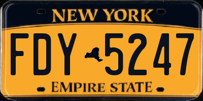 NY license plate FDY5247