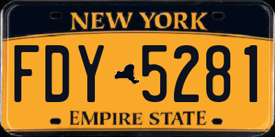 NY license plate FDY5281
