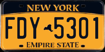 NY license plate FDY5301