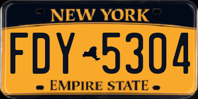 NY license plate FDY5304
