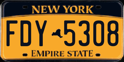 NY license plate FDY5308