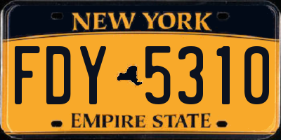 NY license plate FDY5310