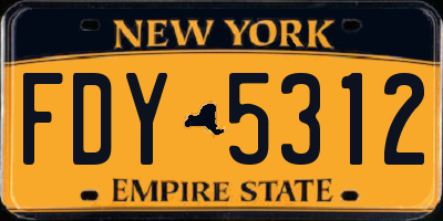 NY license plate FDY5312
