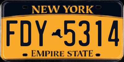 NY license plate FDY5314