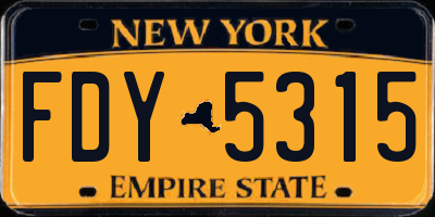 NY license plate FDY5315